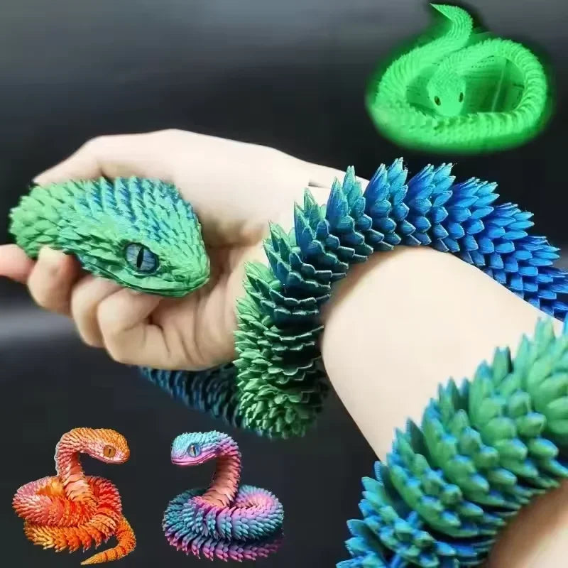 3D Printed Snake Movable Joint Fidget Toy Figurine