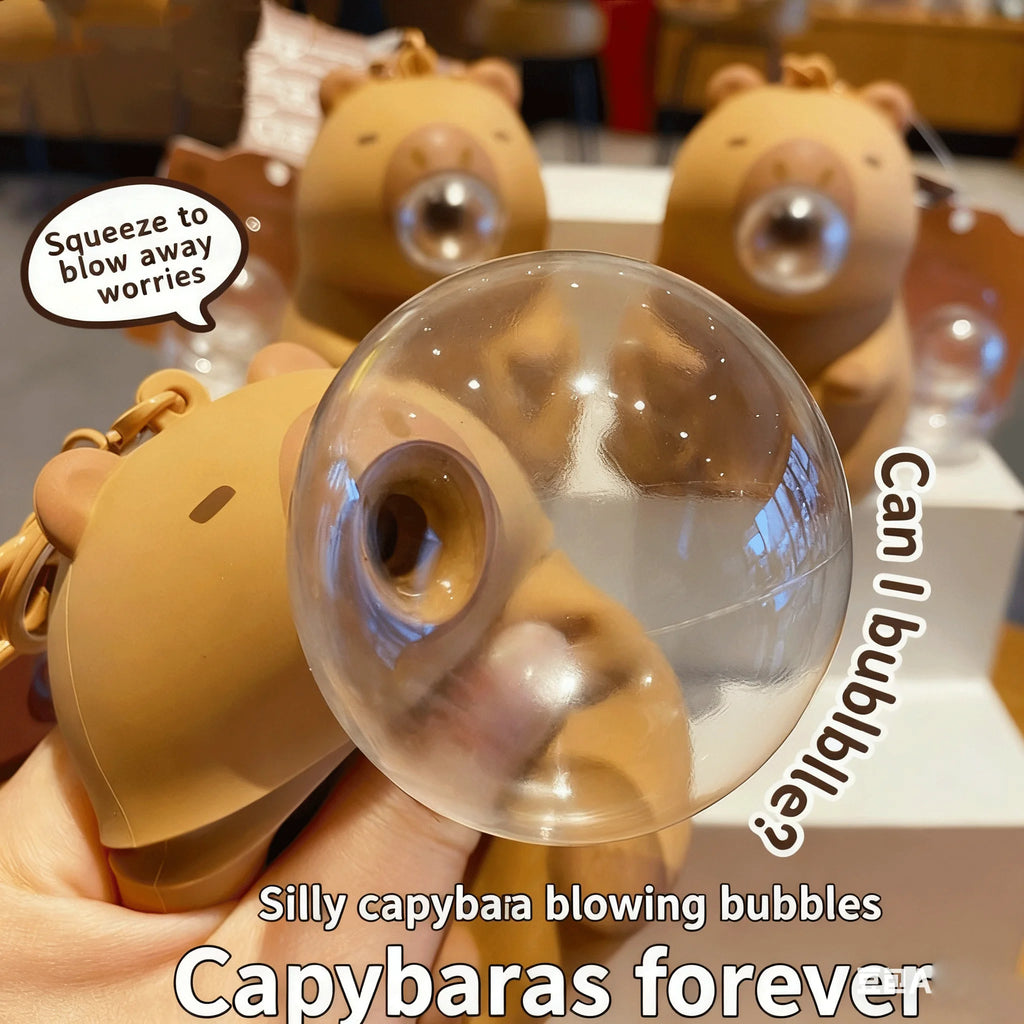 Adorable Capybara Keychain Squishy, Blowing Bubble Slow Rebound Stress Toy,