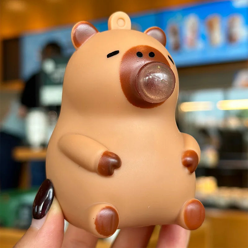 Adorable Capybara Keychain Squishy, Blowing Bubble Slow Rebound Stress Toy,